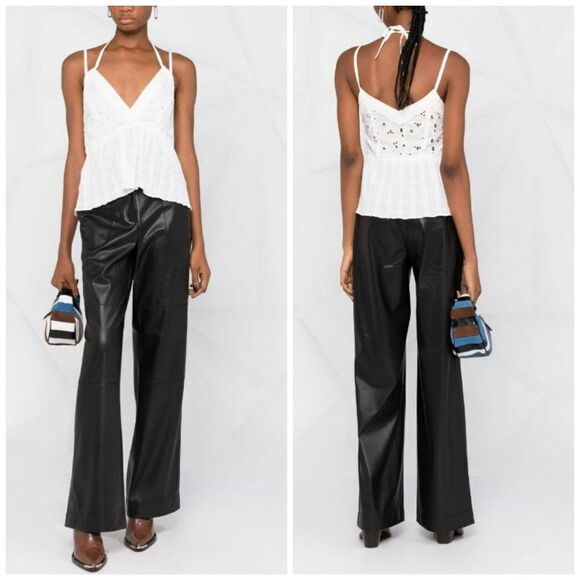 IRO Mireya Eyelet Strappy Halter Neck Peplum Top - Picture 4 of 14